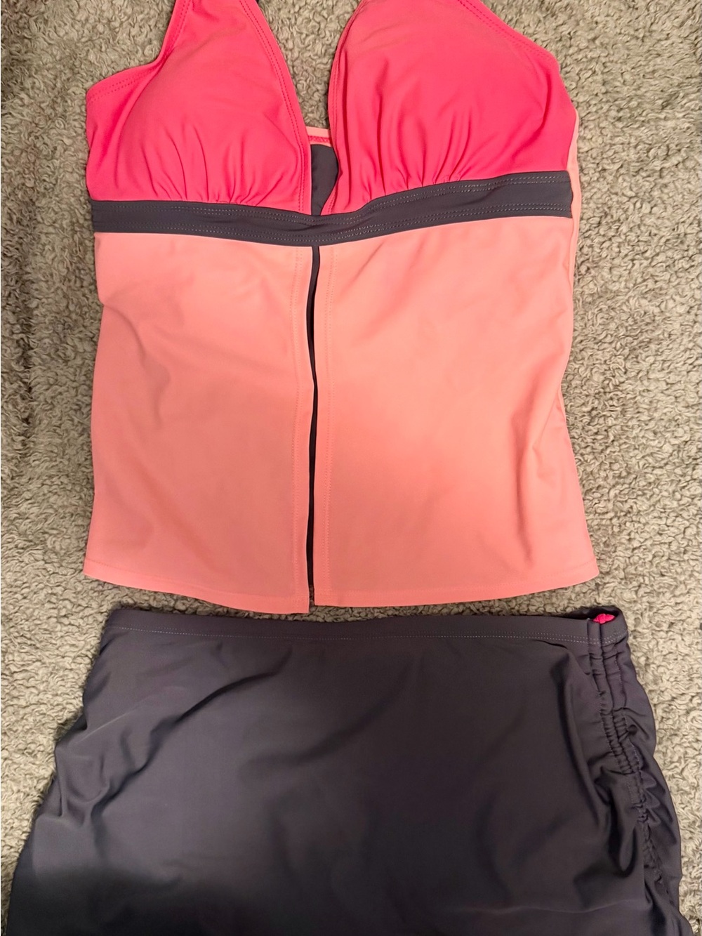 Two-Tone Pink and Charcoal Women's Two-Piece Tankini